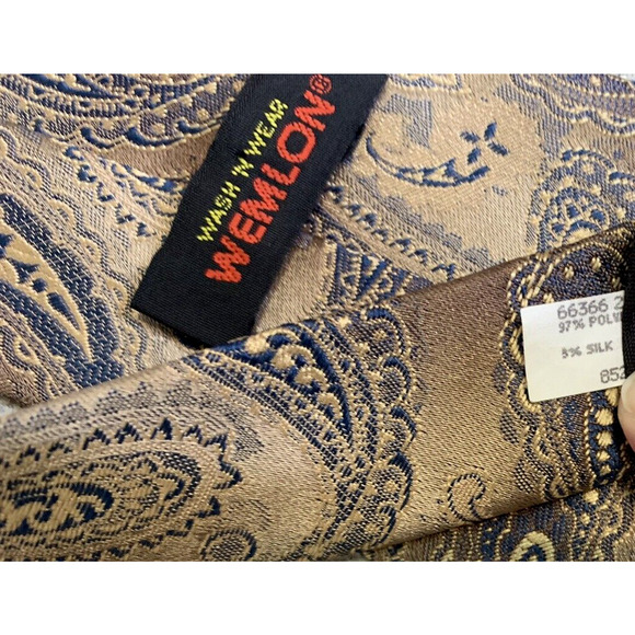 Vintage Wemlon by Wembley Neck Tie Mens Brown Paisley Pattern Wash & Wear Tie - Picture 5 of 5